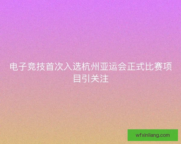 电子竞技首次入选杭州亚运会正式比赛项目引关注