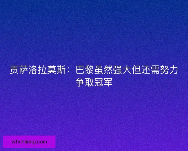 贡萨洛拉莫斯：巴黎虽然强大但还需努力争取冠军