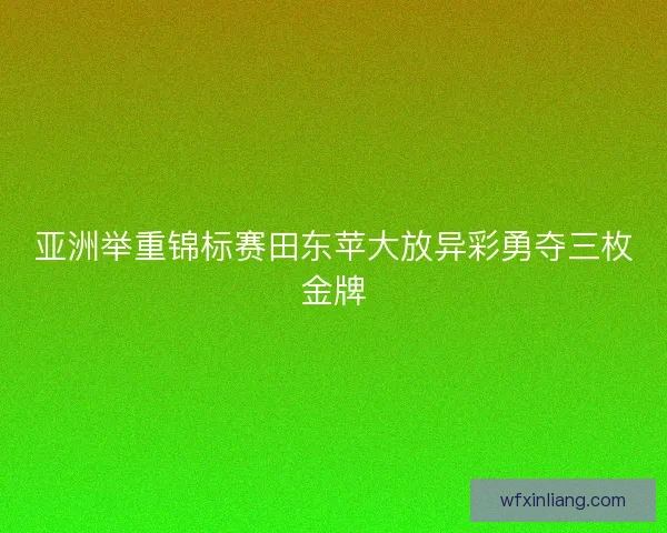 亚洲举重锦标赛田东苹大放异彩勇夺三枚金牌