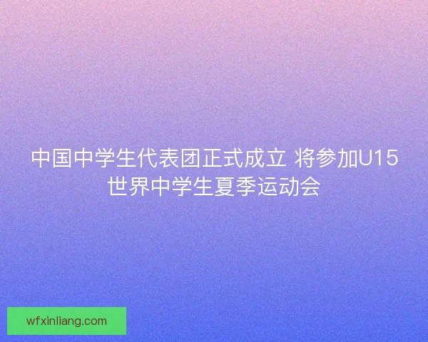 中国中学生代表团正式成立 将参加U15世界中学生夏季运动会