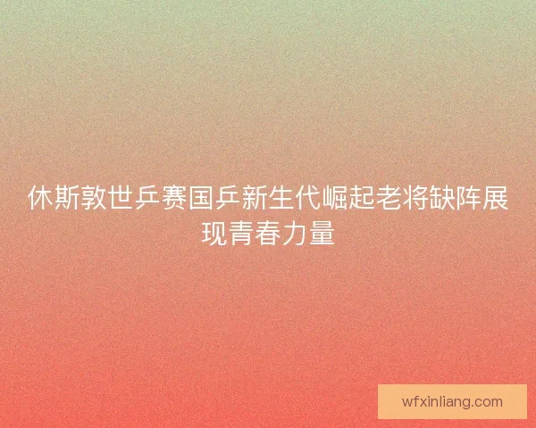 休斯敦世乒赛国乒新生代崛起老将缺阵展现青春力量
